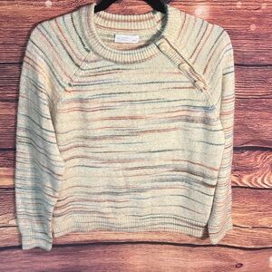 LC Lauren Conrad Multicolor Striped Sweater with Button Accents